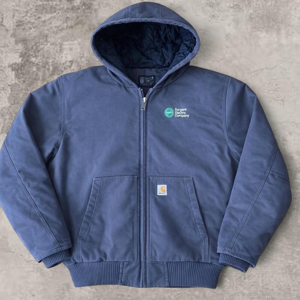 Carhartt J130 Grey Cement Jacket 3M Insulated Quilt Lined Large Canvas Utility